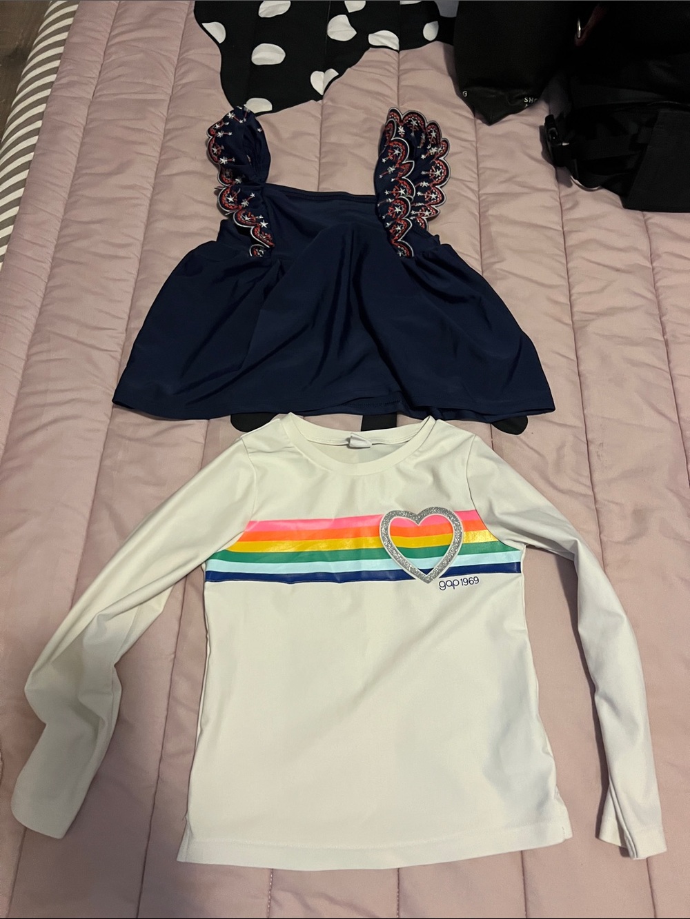 2pcs Cat & Jack Navy & gap girls 5t swim Top